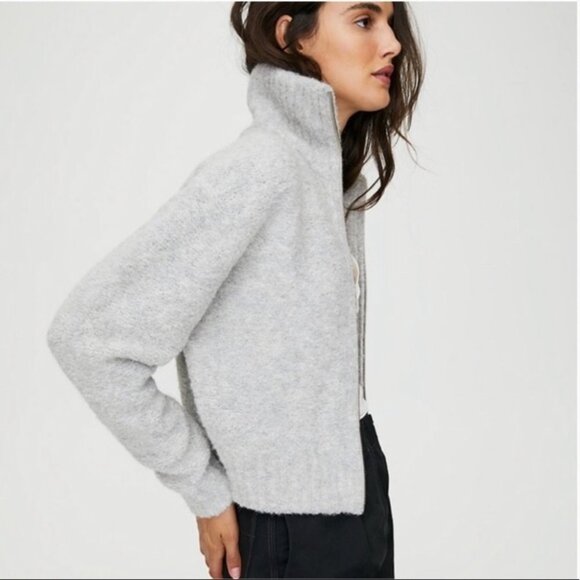 WILFRED Marilyn Sweater Alpaca Dove Light Grey Wool Aritzia Full Zip xxs - Picture 3 of 7